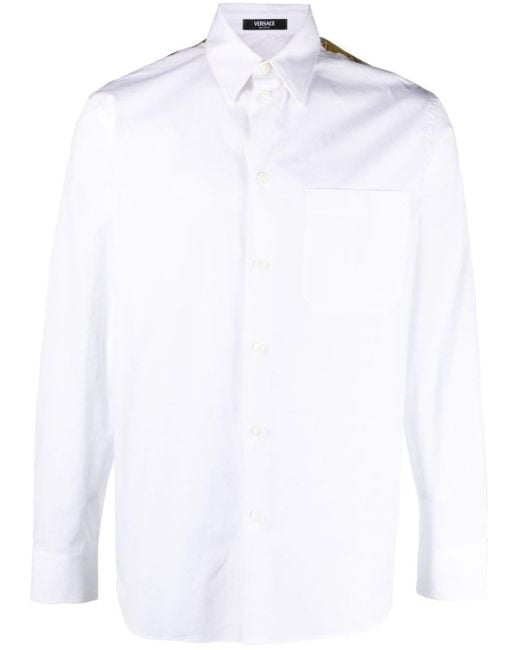 Chemise à empiècement Barocco Versace pour homme en coloris White