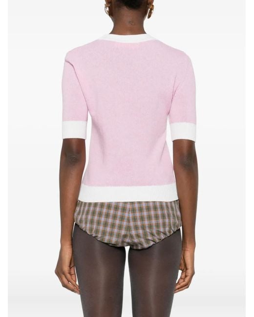 Marni Pink Embroidered Crew-Neck Jumper