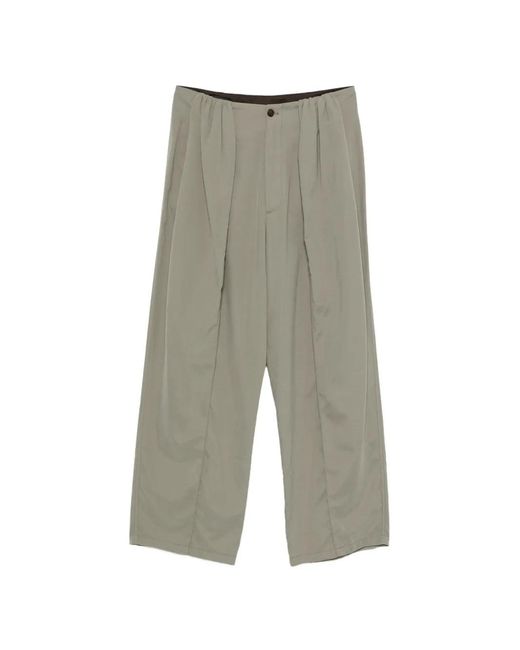 Giorgio Armani Gray Pleated Wide-Leg Trousers for men