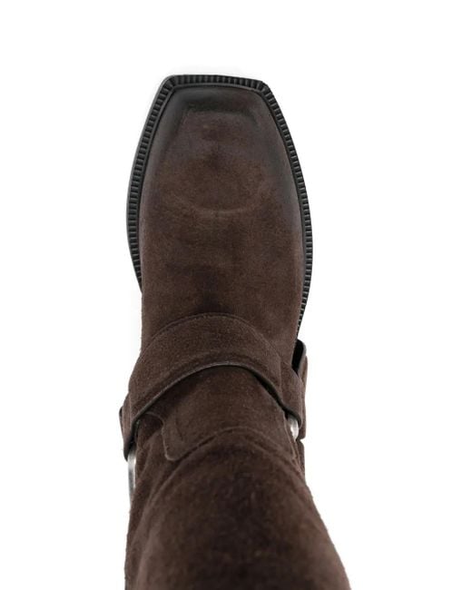 Vic Matié Brown Buckle-Strap Suede Boots