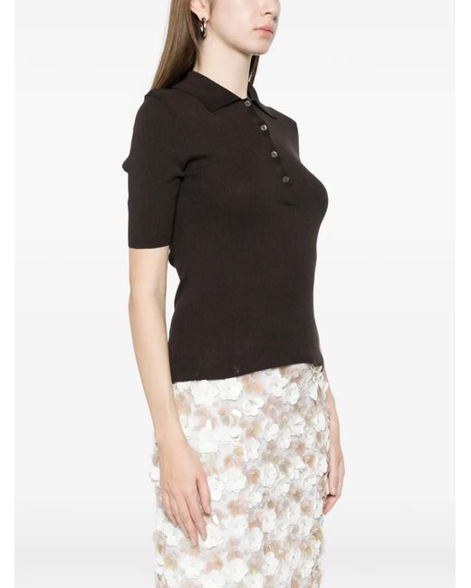 P.A.R.O.S.H. Black Buttoned Knitted Polo Shirt