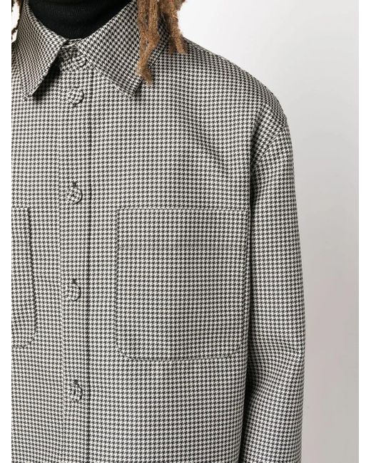 Fendi Gray Reversible Houndstooth-Check Jacket for men