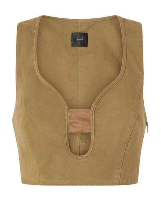 Canotta Crop Con Dettaglio Cut-Out di Pinko in Natural