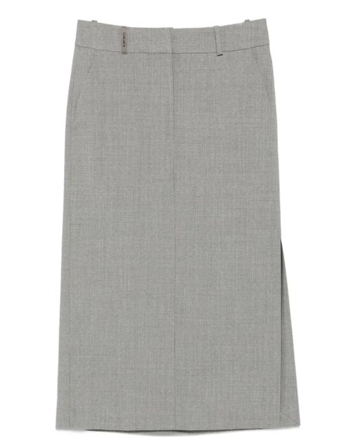 Peserico Gray Gerader Midirock mit eingefassten Taschen