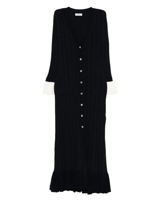 Sandro Midi-Jurk Met Ruches En Knopenbies in het Black