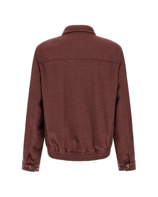 Brunello Cucinelli Purple Zip-Up Wool Jacket for men
