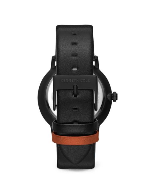 Kenneth Cole Black Multi-Function Leather Strap 42Mm Watch for men