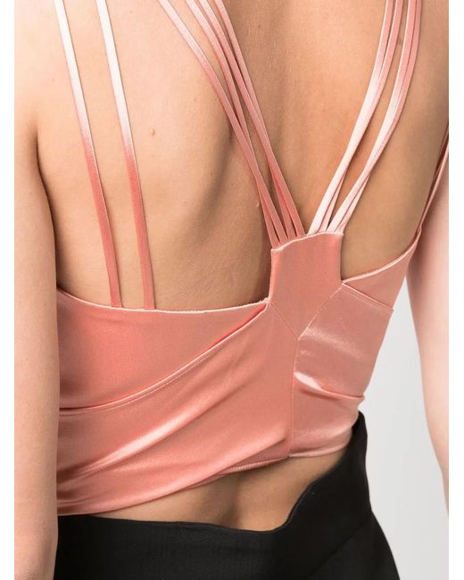 Alberta Ferretti Pink Tie-Front Silk-Satin Top