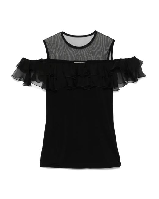 Nensi Dojaka Black Ruffled Blouse