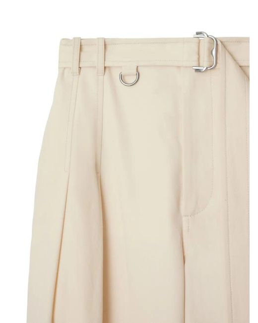Burberry White Gabardine Belted Trousers