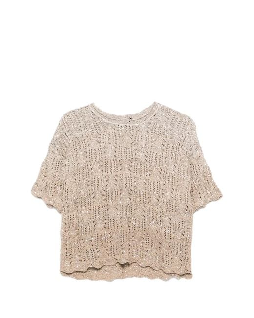 D.exterior Damen Oberteil mit Rundhalsausschnitt in natur