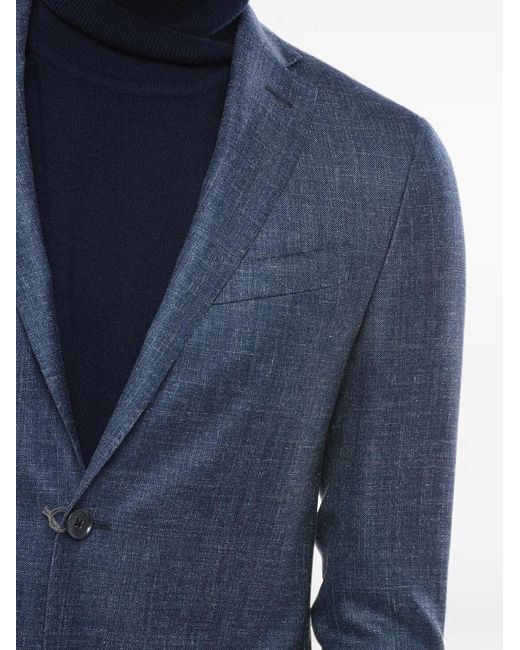 Corneliani Blue Single-Breasted Patch-Pocket Blazer for men