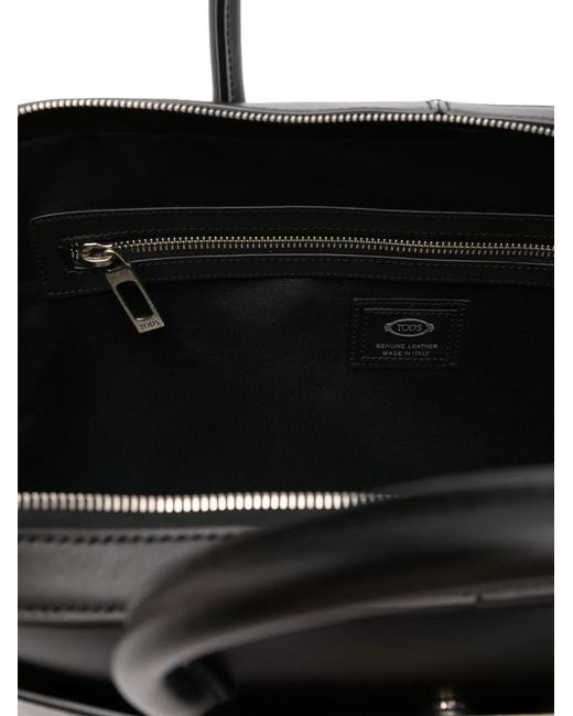 Tod's Black T Timeless Slim Briefcase for men