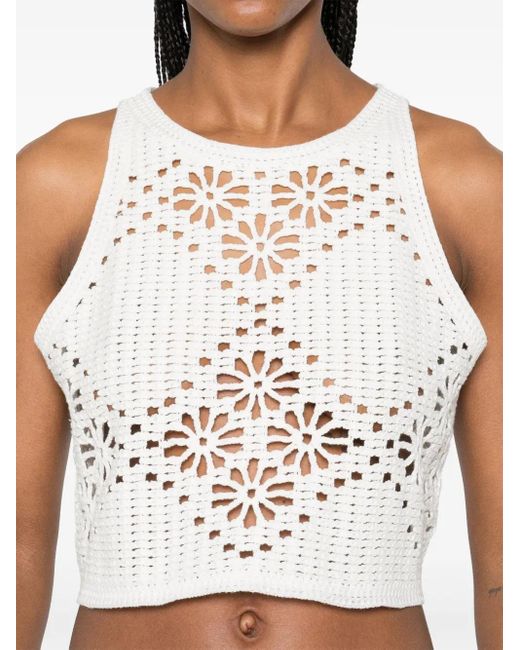 Haut En Crochet À Coupe Crop Twinset en coloris White