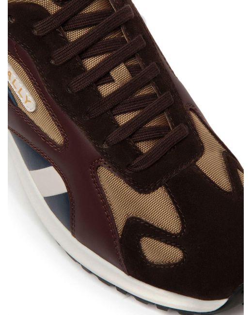 Bally Brown Lace-up Panelled Sneakers for men