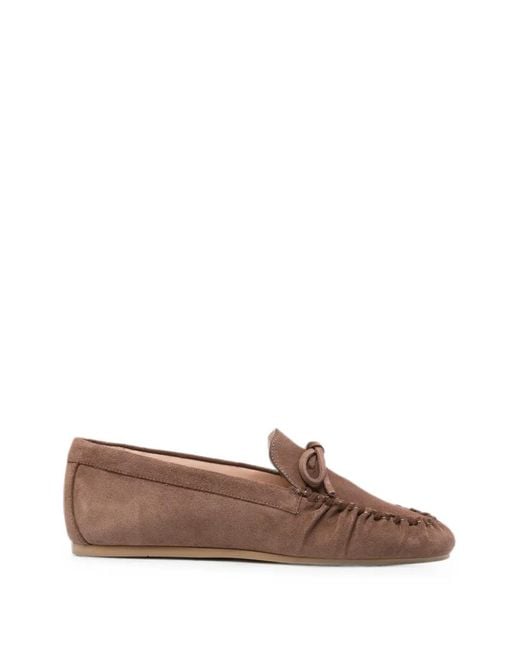 Stuart Weitzman Brown Bow-Embellishment Loafers