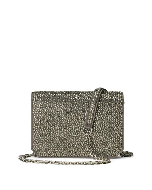 Ralph Lauren Gray Crystal-Embellished Satin Bag