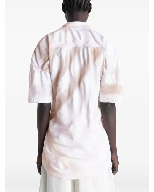 Lemaire White Scarf-Detail Short-Sleeve Shirt