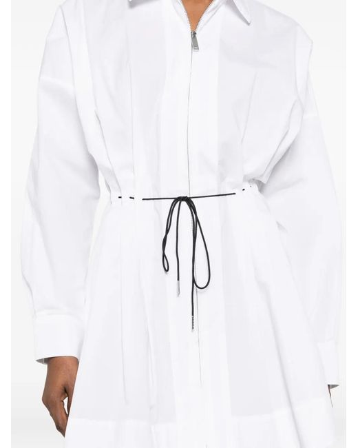 Staud White Zip Drawstring Mini Dress