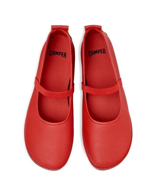 Camper Red Nina Elasticated Ballerinas