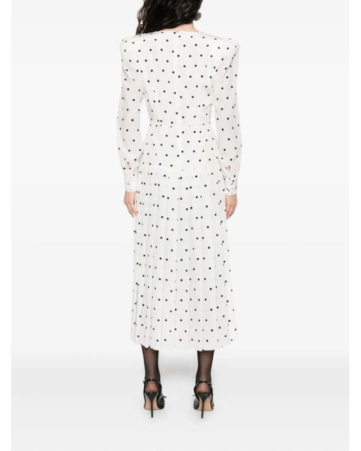 Alessandra Rich White Polka-Dot Midi Dress
