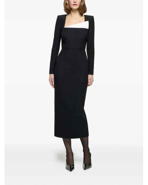 Roland Mouret Square-neck Midi Dress Black