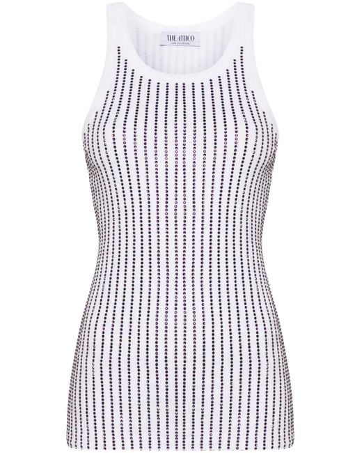 The Attico White Crystal-Embellished Tank Top