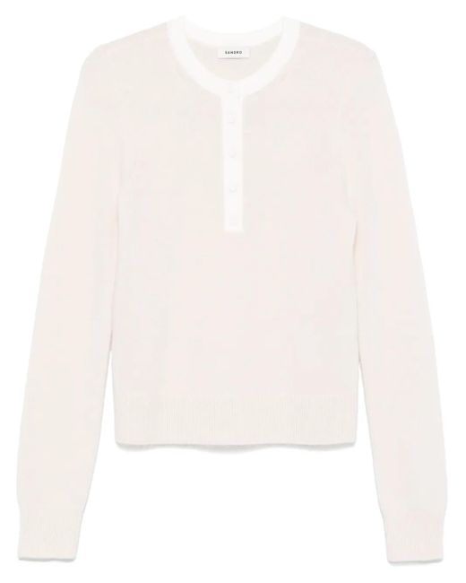 Sandro Pink Pullover Mit Druckknopfleiste