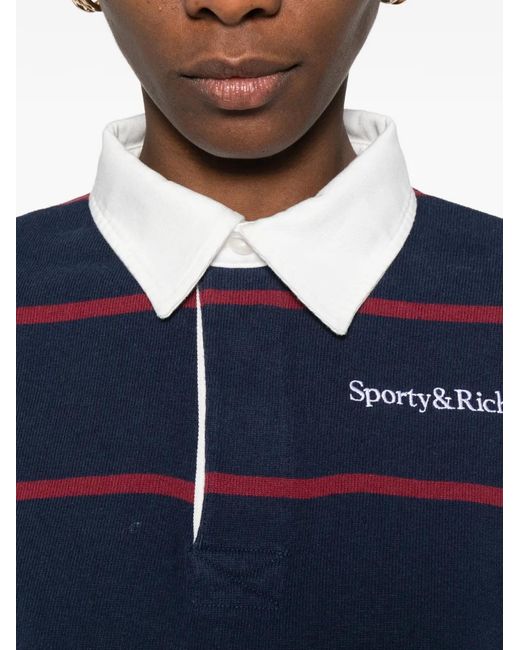 Sporty & Rich Blue Striped Polo Top