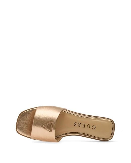 Guess Natural Ramlan Logo-Plaque Leather Sandals