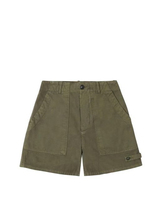 Fortela Green Jimt Patch-Pocket Herringbone Shorts