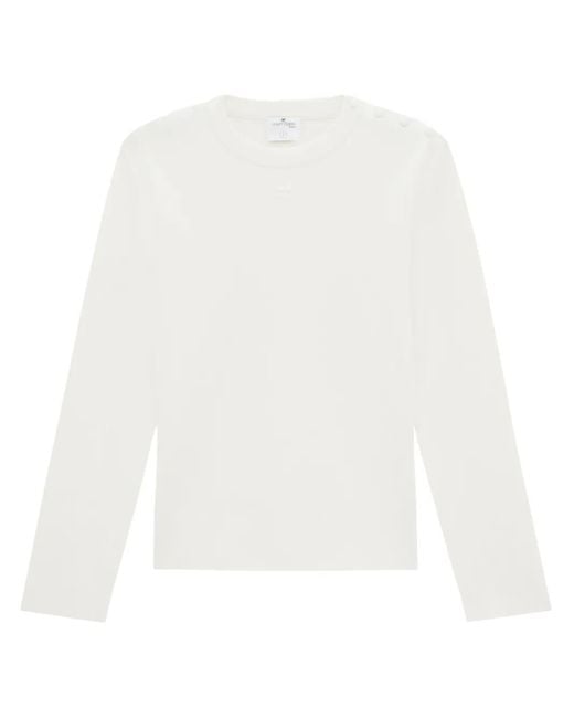 Courreges White Logo-Patch Buttoned Sweater for men