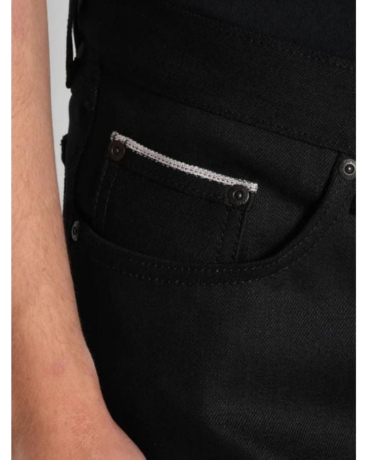 Naked & Famous Black True Guy Cuffed Jeans for men