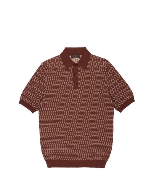 Slowear Red Jacquard Pattern Polo Shirt for men