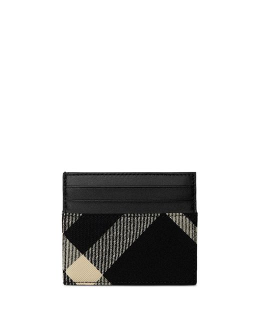 Burberry Black Tall Check Card Case for men