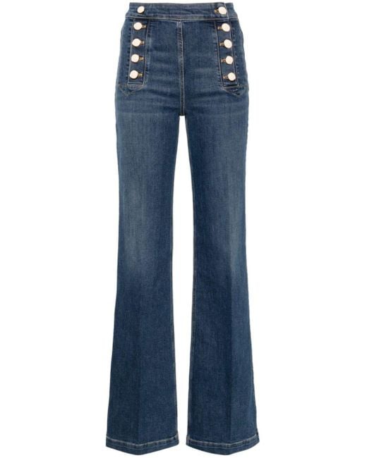 Elisabetta Franchi Blue Bootcut-Jeans mit hohem Bund