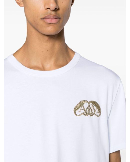 Camiseta Half Seal Logo Alexander McQueen de hombre de color White