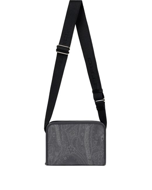 Etro Black Paisley-Pattern Messenger Bag for men