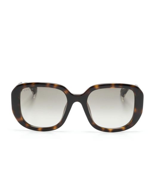 Gucci Brown Interlocking-g Oversize-frame Sunglasses