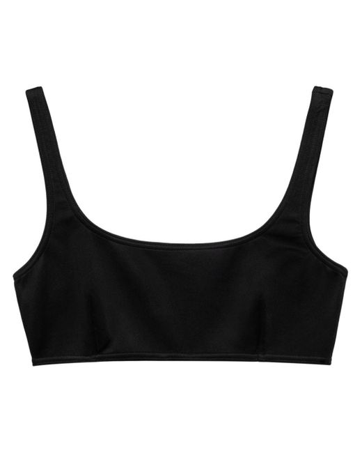 Prada Black Interlock-Weave Scoop-Neck Bikini Top