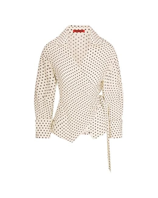 Simon Miller White Anya Polka-Dot Wrap Blouse