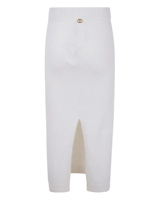 Twinset White Ribbed Knit Skirt