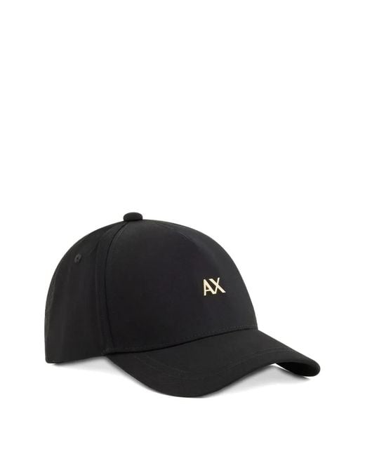 ARMANI EXCHANGE Black Logo-Detail Baseball Hat