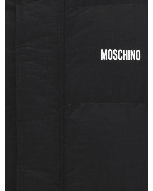 Moschino Black Logo-Print Padded Jacket for men