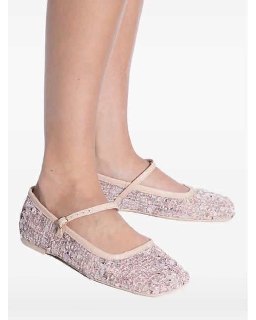 Agl Attilio Giusti Leombruni Pink Ceramic Sequinned Strap Ballet Flats