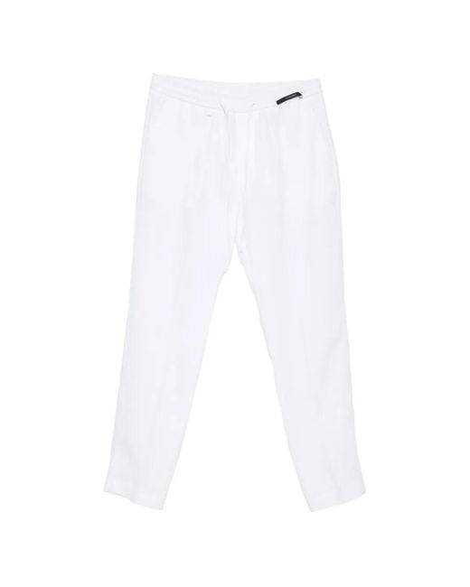 Michael Coal White Coulisse Drawstring Elasticated-Waist Trousers for men