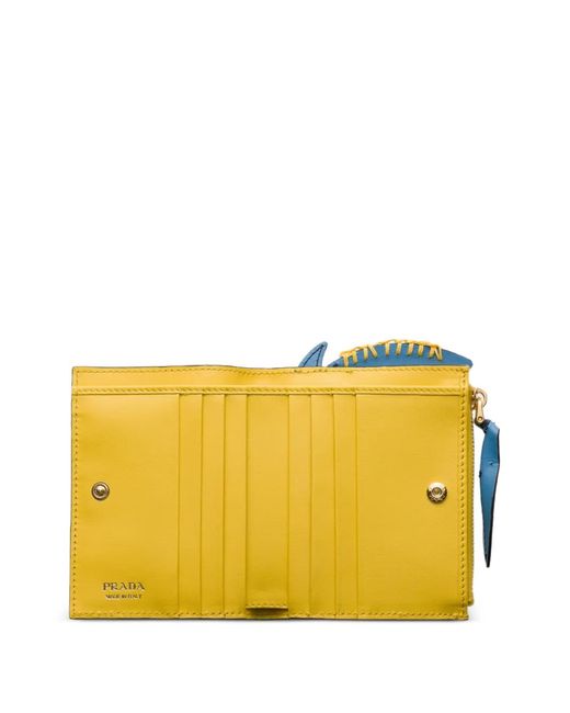 Prada Yellow Petit Portefeuille En Cuir