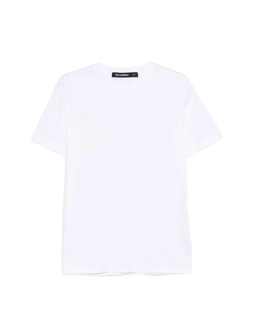 Karl Lagerfeld White Logo-Motif T-Shirt for men