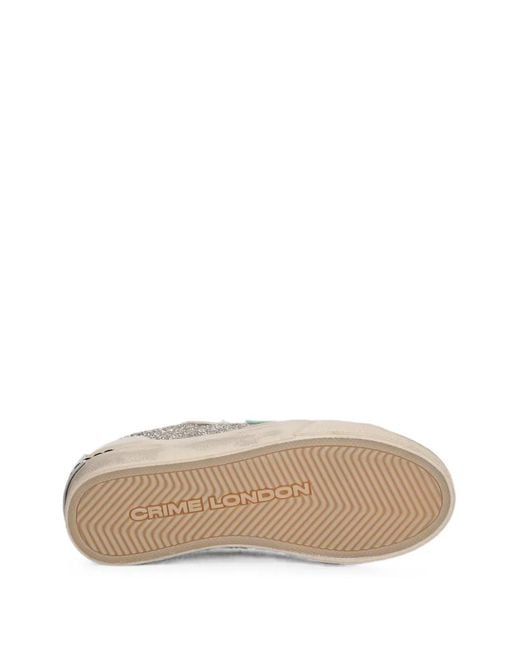 Crime London White Soho Glitter-Detail Panelled Sneakers