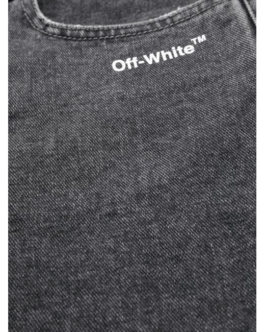 Off-White c/o Virgil Abloh Gray Denim Shorts With Print